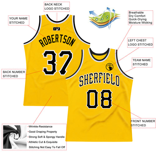 Sale Build Gold Basketball Authentic White Throwback Jersey Black –  CustomJerseysPro