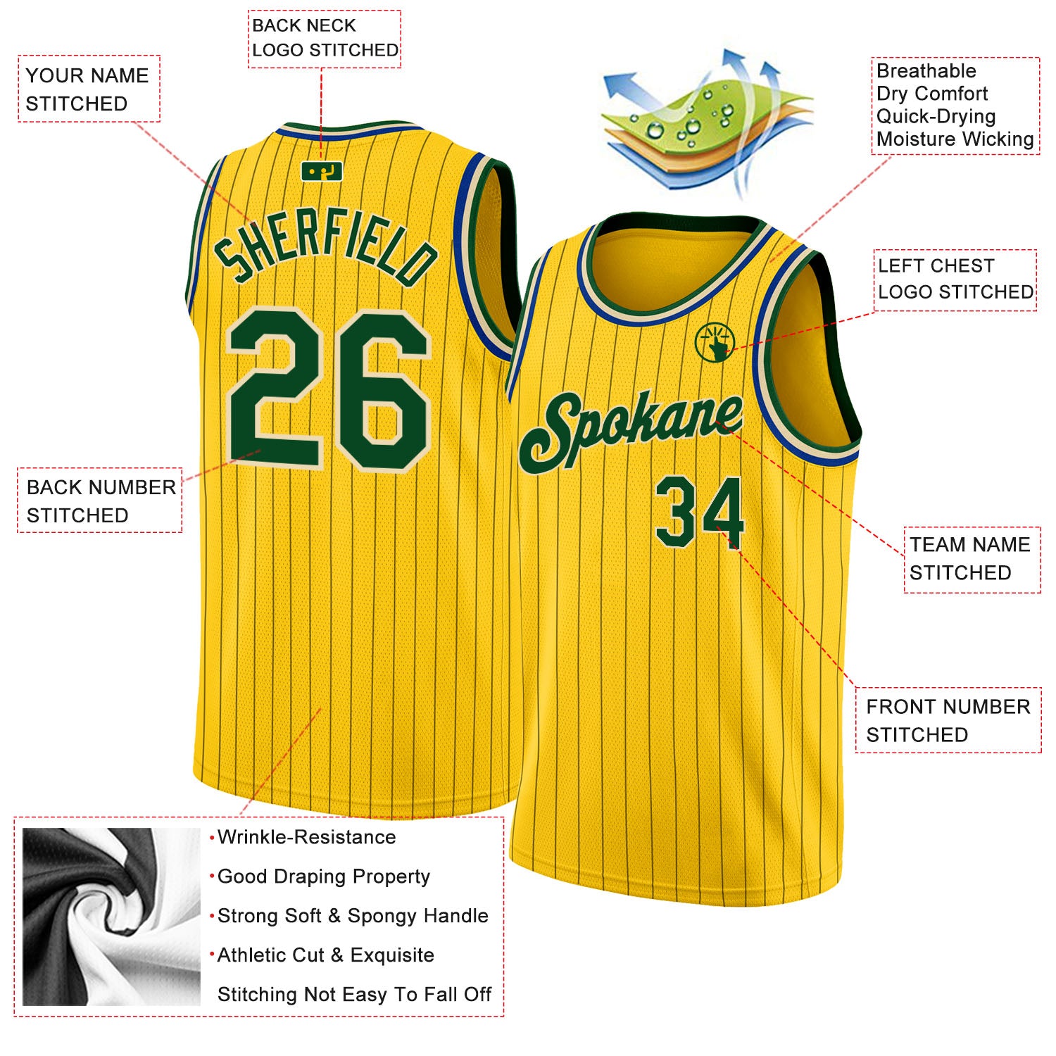 Cheap Custom Cream Green-Gold Authentic Throwback Basketball Jersey Free  Shipping – CustomJerseysPro