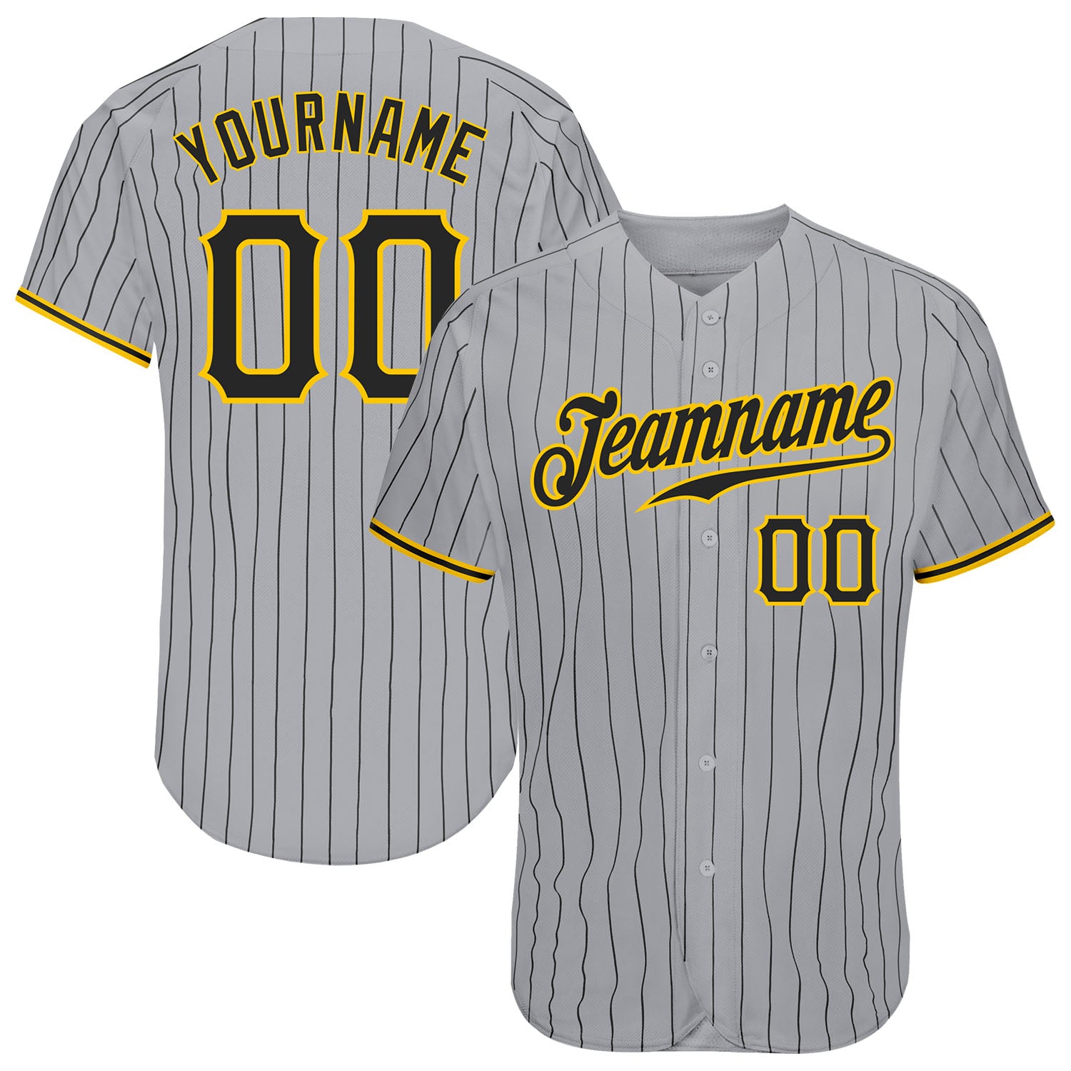 Custom Baseball Jersey Gold Black-White Authentic Men's Size:3XL