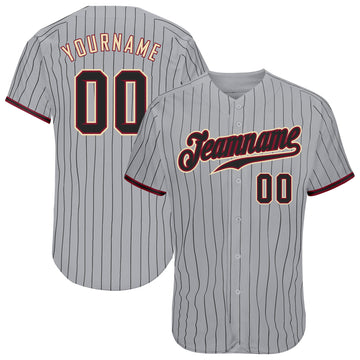 Custom Crimson White Pinstripe Black Yellow Baseball Jerseys