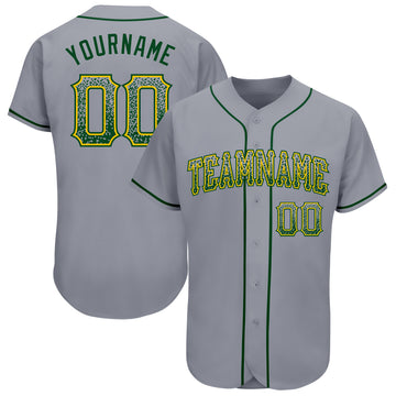 Custom Gray Green-Gold Authentic Drift Fashion Baseball Jersey