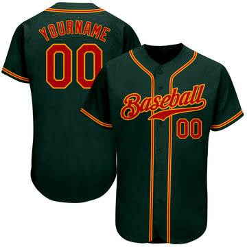 Custom Green Red-Gold Authentic Baseball Jersey