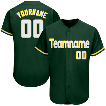 Custom Green White-Gold Authentic Baseball Jersey