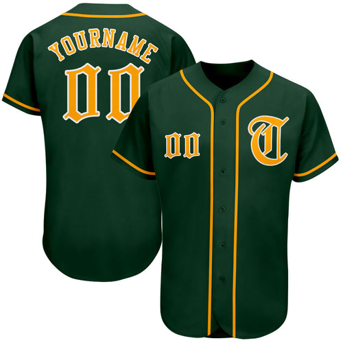 Custom Gray Green-Gold Authentic Baseball Jersey - Personalized Name,  Number, Team Logo