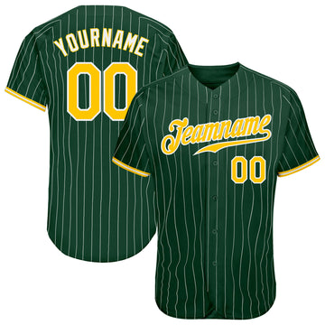 Custom Team Gold Baseball Authentic Green Jersey White