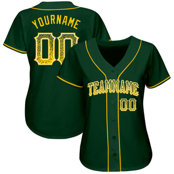 Custom Green Gold-White Authentic Drift Fashion Baseball Jersey