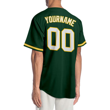 Custom Green White-Gold Authentic Baseball Jersey