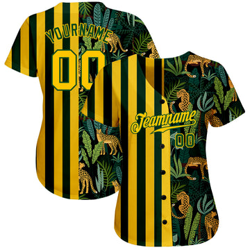 Custom Green Gold-Black Authentic Baseball Jersey