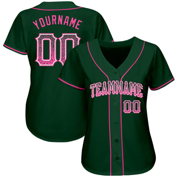 Custom Green Pink-White Authentic Drift Fashion Baseball Jersey