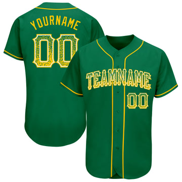 Custom White Green-Gold Authentic Baseball Jersey Fast Shipping