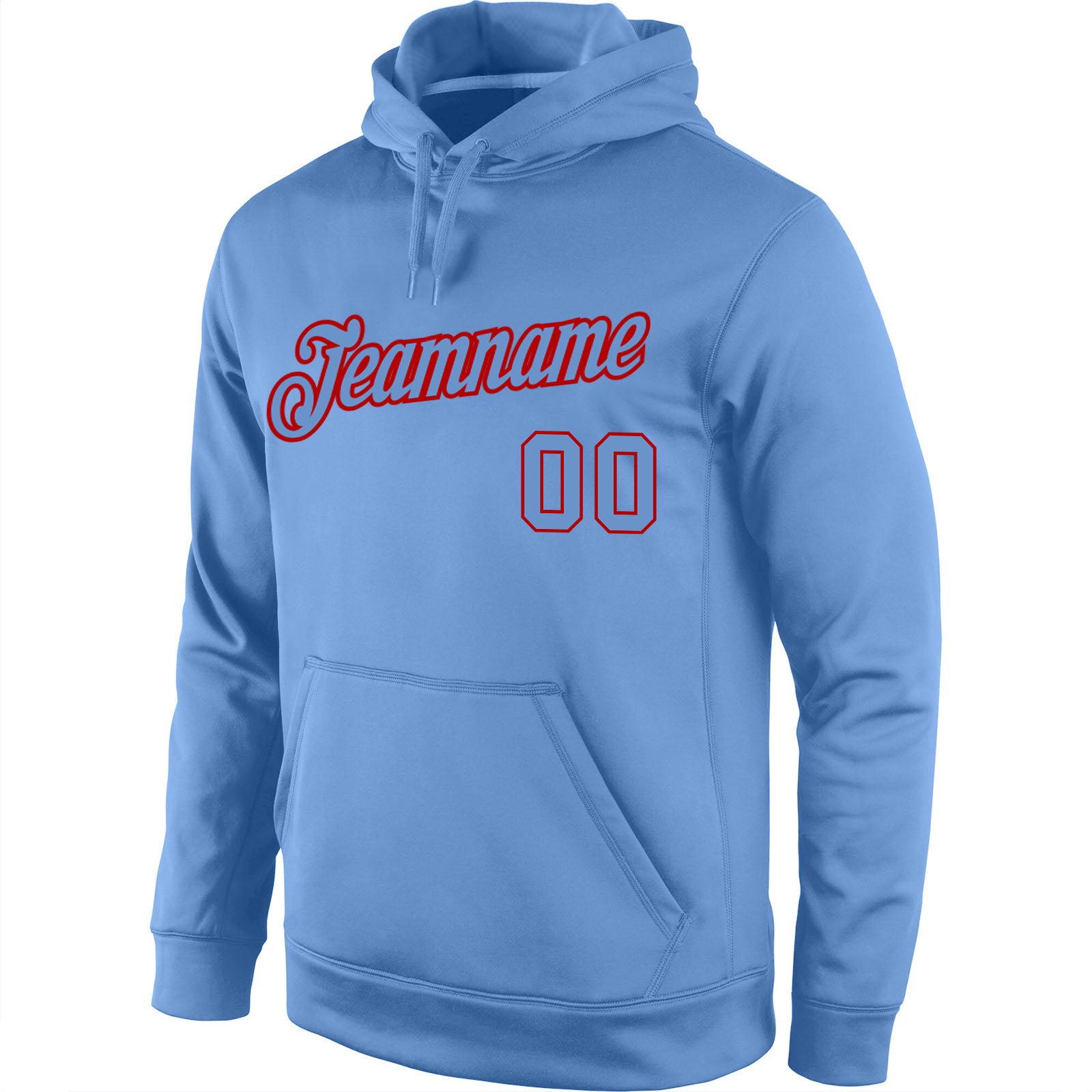 Custom Stitched Light Blue Light Blue Red Sports Pullover