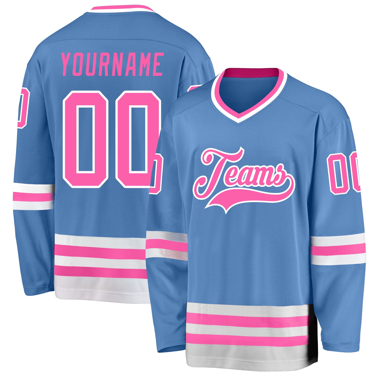 Custom Pink Green-White Hockey Jersey Discount