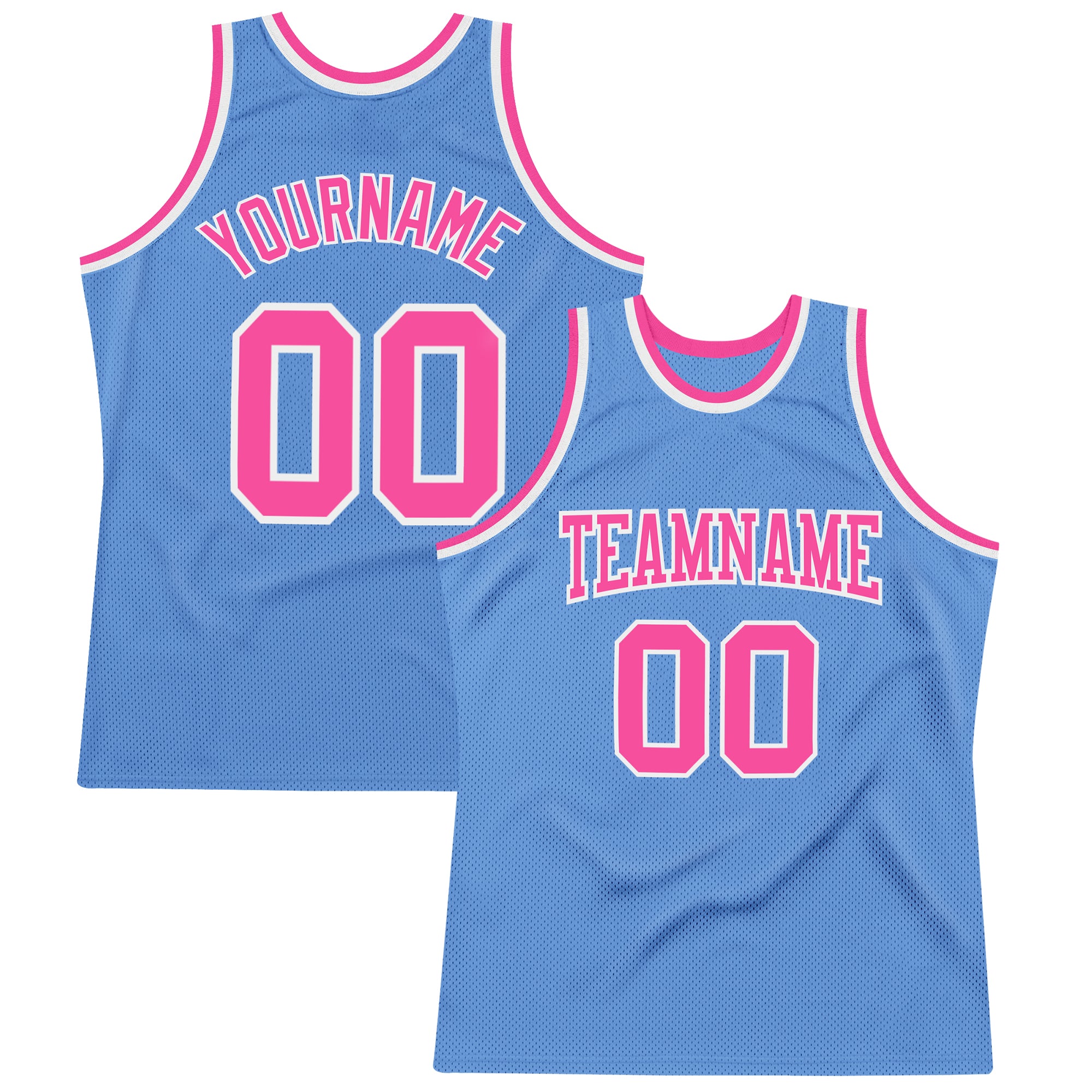 FIITG Custom Basketball Jersey Silver Gray Light Blue-Pink Authentic Throwback