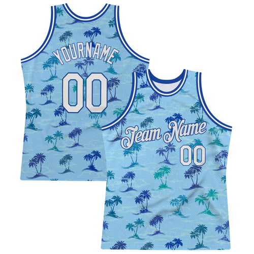 Custom Pink Light Blue-White 3D Pattern Design Palm Trees Authentic Basketball  Jersey Free Shipping – Fiitg