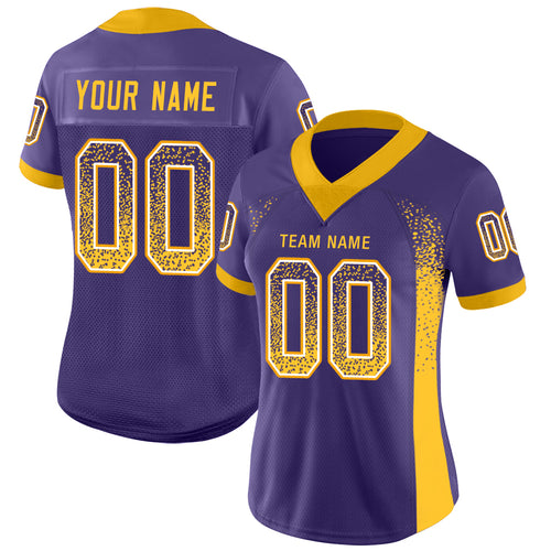 Custom Purple Gold-White Mesh Authentic Football Jersey