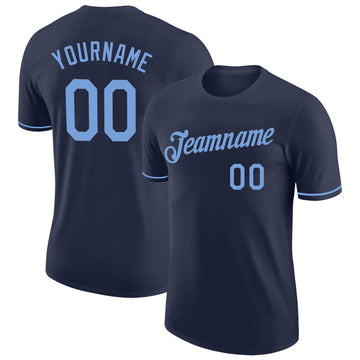 Custom Navy Light Blue Performance T-Shirt