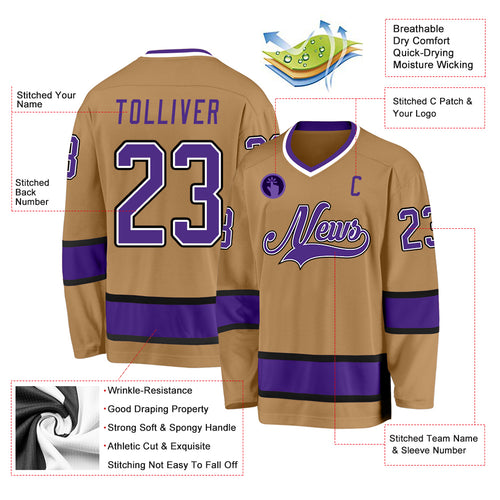 Cheap Custom Purple Black-Old Gold Hockey Jersey Free Shipping –  CustomJerseysPro
