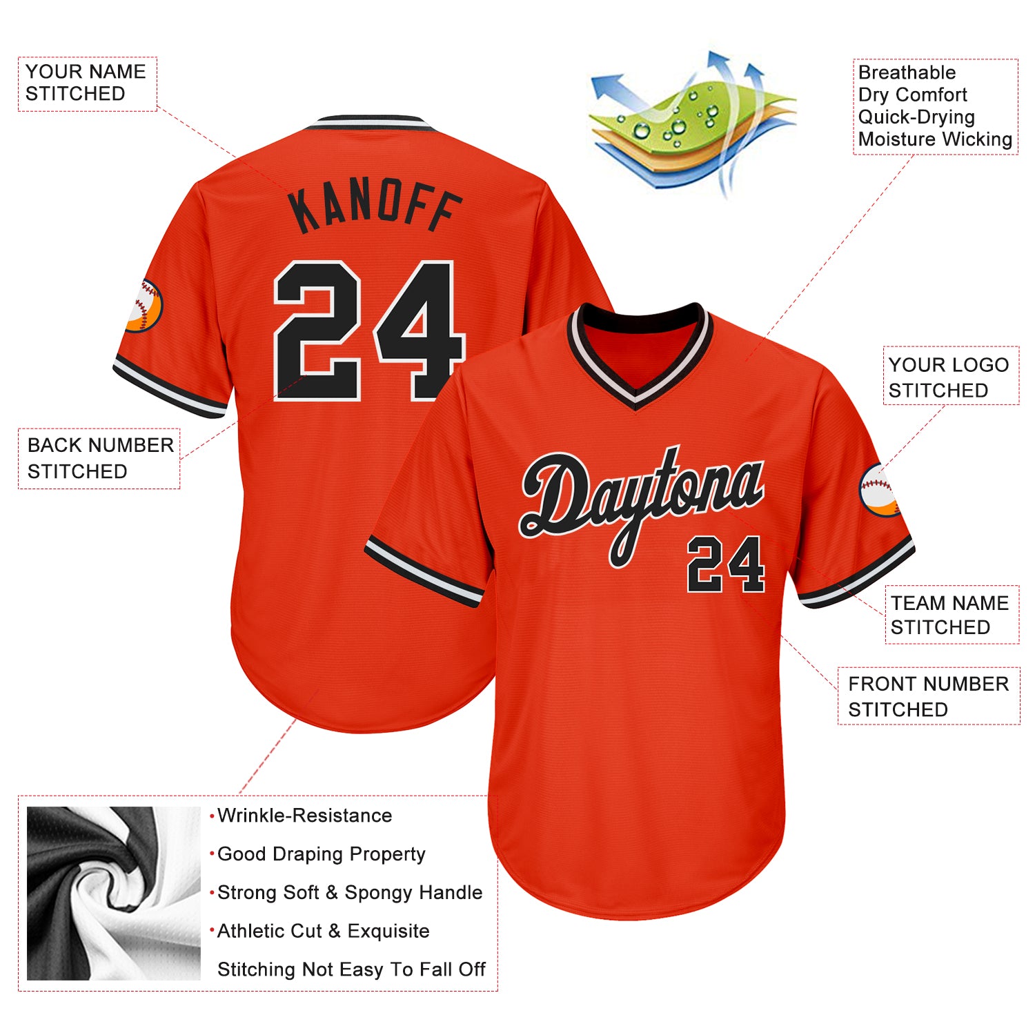 Custom Authentic Throwback Rib-Knit Orange Baseball Jersey Shirts