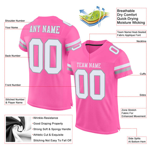 Custom Pink White Mesh Authentic Football Jersey – CustomJerseysPro