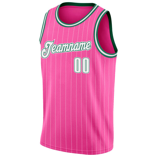 Custom Light Pink Kelly Green-White Authentic Throwback Basketball Jersey  Clearance – FanCustom