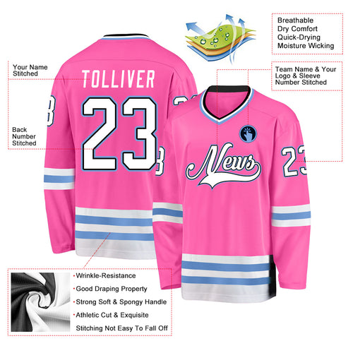 Custom Light Blue Purple-White Hockey Jersey Discount