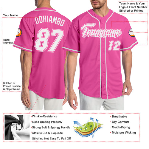 Sale Build Pink Baseball Authentic White Throwback Shirt Light Blue –  CustomJerseysPro