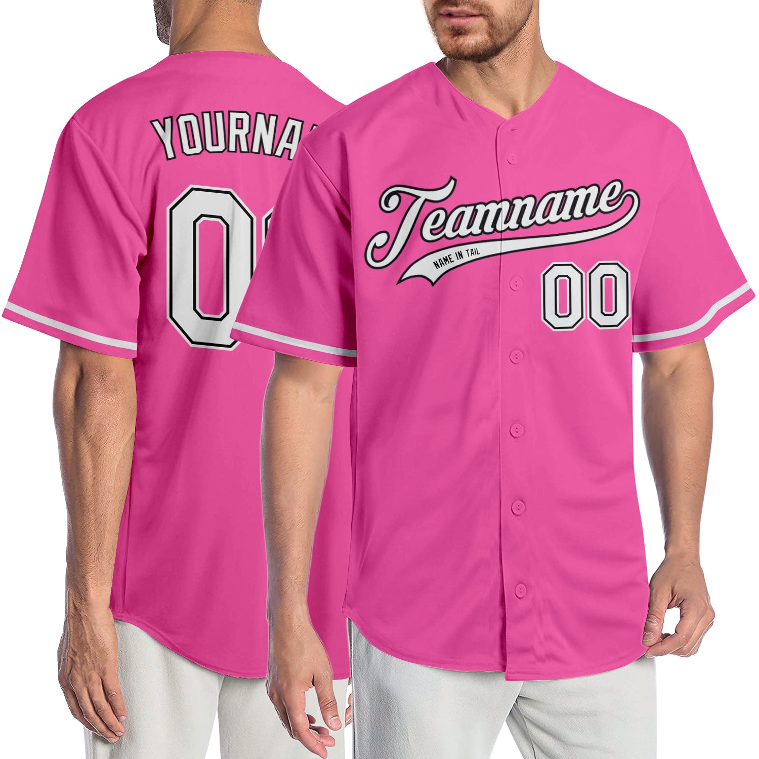 Custom Baseball Jersey Pink White Pinstripe Sky Blue Authentic Men's Size:2XL
