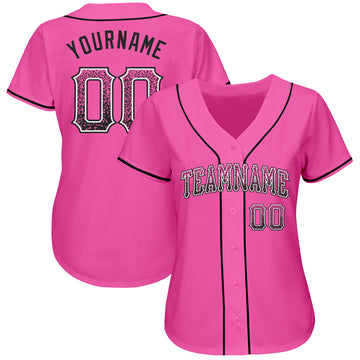 Custom Pink Black-White Authentic Drift Fashion Baseball Jersey