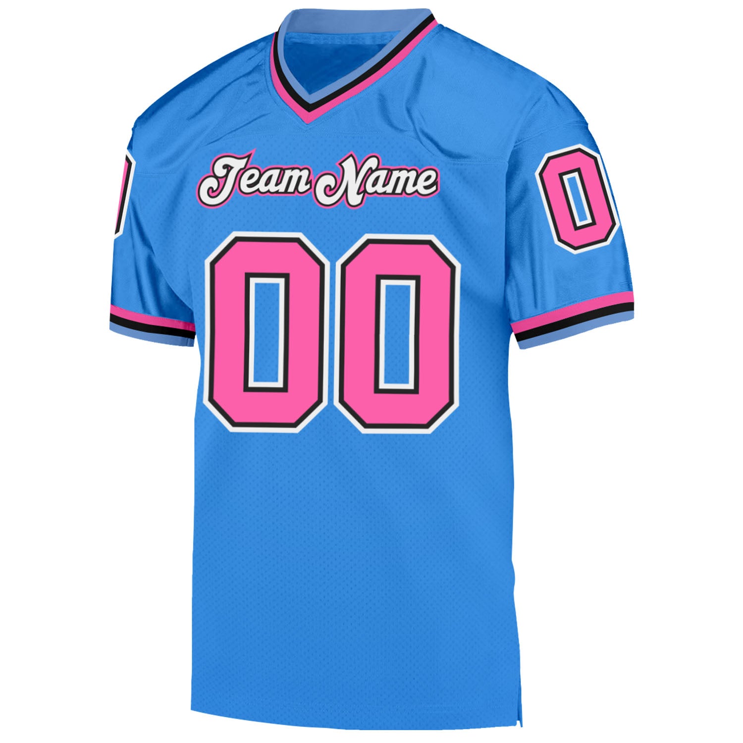 Custom Black Pink-Powder Blue Authentic Throwback Football Jersey Men's Size:L