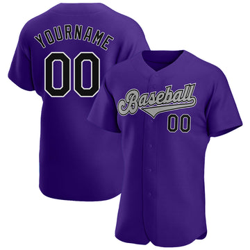 Custom Team Gold Baseball Authentic Purple Jersey White