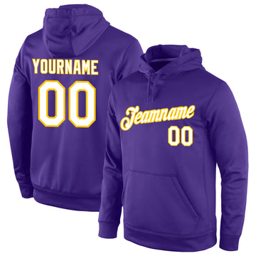 Custom Stitched Purple White-Gold Sports Pullover Sweatshirt Hoodie