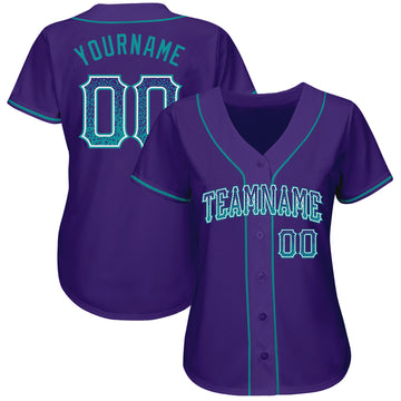 Custom Purple Teal-White Authentic Drift Fashion Baseball Jersey