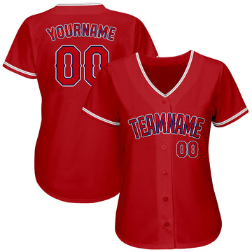 Custom Red Red-Navy Authentic Baseball Jersey