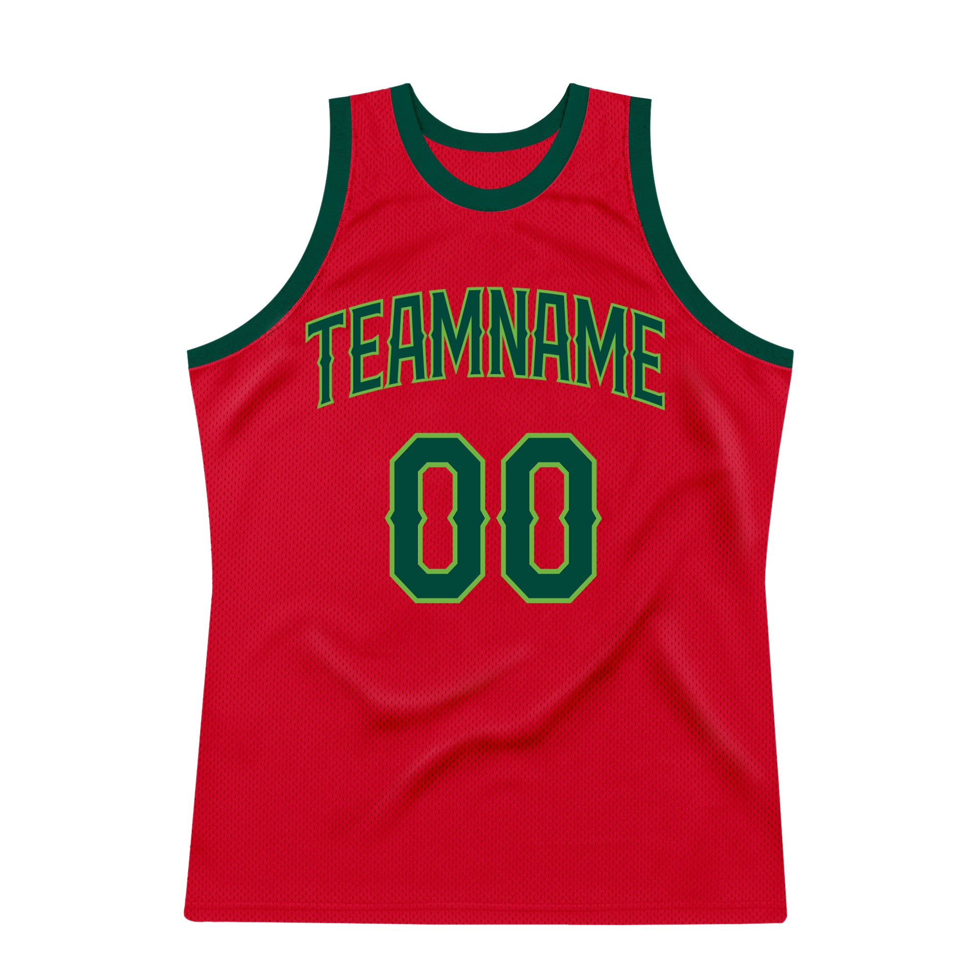 Custom Team Hunter Green Basketball Authentic Cream Throwback Jersey Red