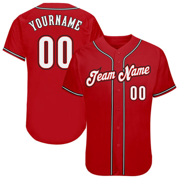 Custom Red White-Black Authentic Baseball Jersey