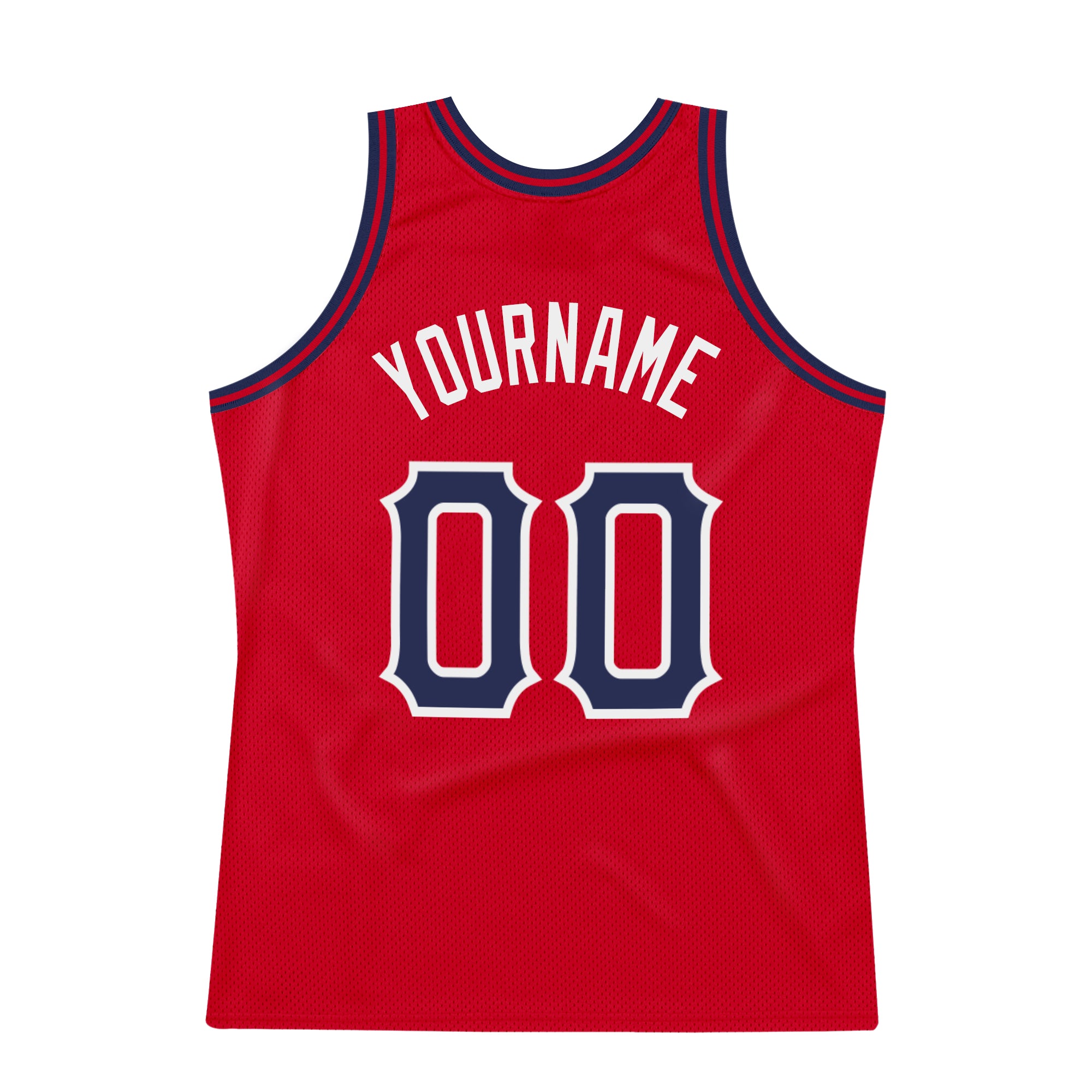 Cheap Custom Navy Red-White Authentic Throwback Basketball Jersey