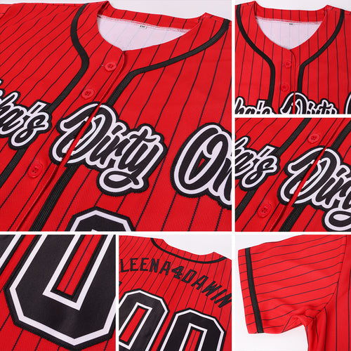 Custom Cream Black Strip Red-Black Authentic Baseball Jersey