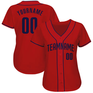 Custom Red Navy Authentic Baseball Jersey