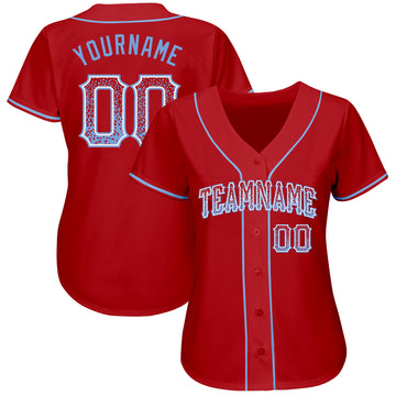 Custom Red Light Blue-White Authentic Drift Fashion Baseball Jersey