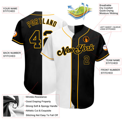 Cheap Custom Royal Black-Gold Authentic Split Fashion Baseball Jersey Free  Shipping – CustomJerseysPro