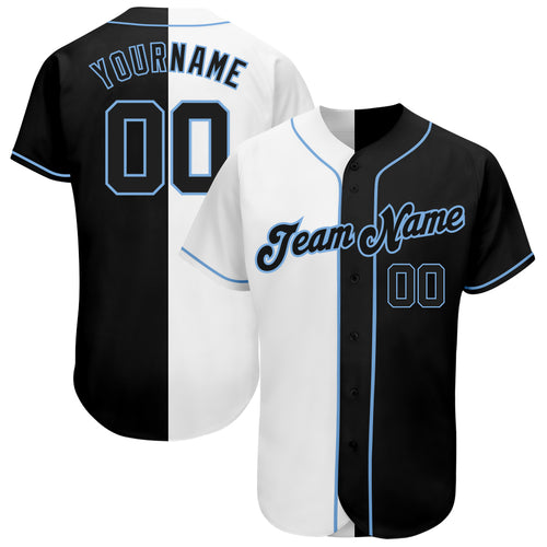 Custom Light Blue Orange-White Authentic Split Fashion Baseball Jersey