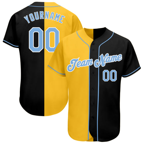 Custom Team Gold Baseball Authentic Black Split Fashion Jersey Red