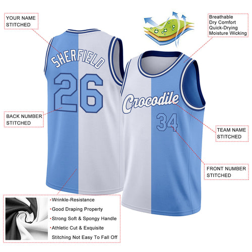 Custom Light Blue Royal-Pink Authentic Split Fashion Basketball Jersey in  2023