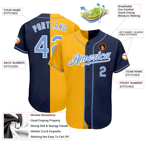 Custom Light Blue Yellow-Navy Authentic Gradient Fashion Baseball  JerseyLight Fast Shipping – FiitgCustom