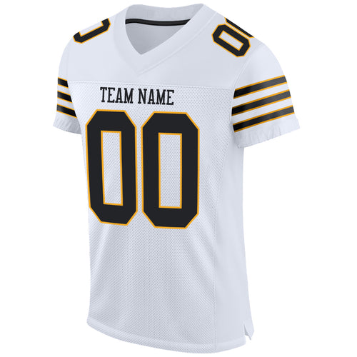 Custom Black Black-Gold Authentic Football Jersey Women's Size:L