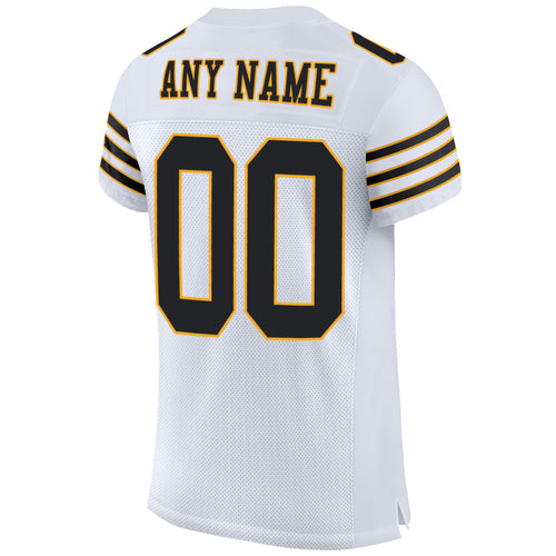 Custom Black Black-Gold Authentic Football Jersey Women's Size:L