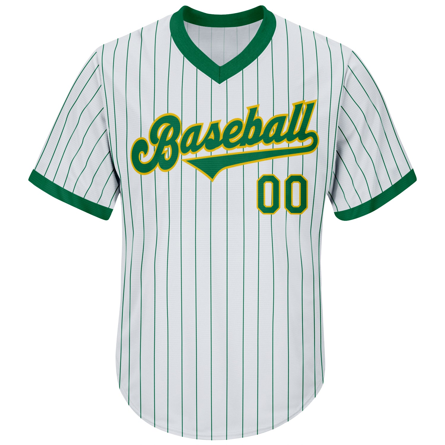 Custom Team Gold Baseball Authentic White Kelly Green Strip Throwback Jersey  Shirt Kelly Green