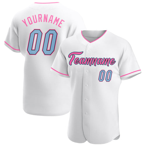 Custom Team Light Blue Baseball Authentic Black Jersey Pink