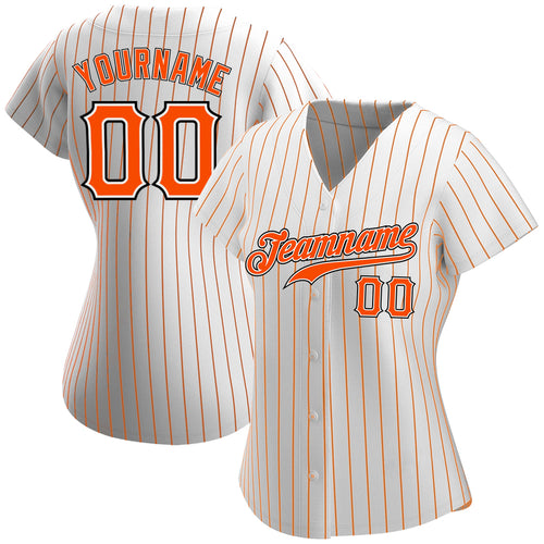 Custom Green White Strip Orange-White Authentic Baseball Jersey