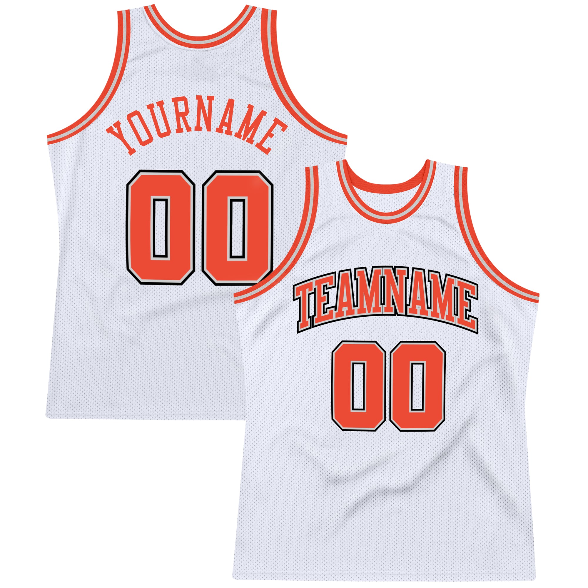 Custom Gray Black-Orange Authentic Throwback Basketball Jersey